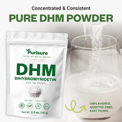 Purisure DHM powder packaging display, premium DHM for your wellness routine.