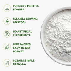 Purisure Inositol powder bottle—vegan, non-GMO formula for focus.