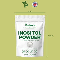 Purisure Inositol powder close-up—additive-free, high-purity powder.