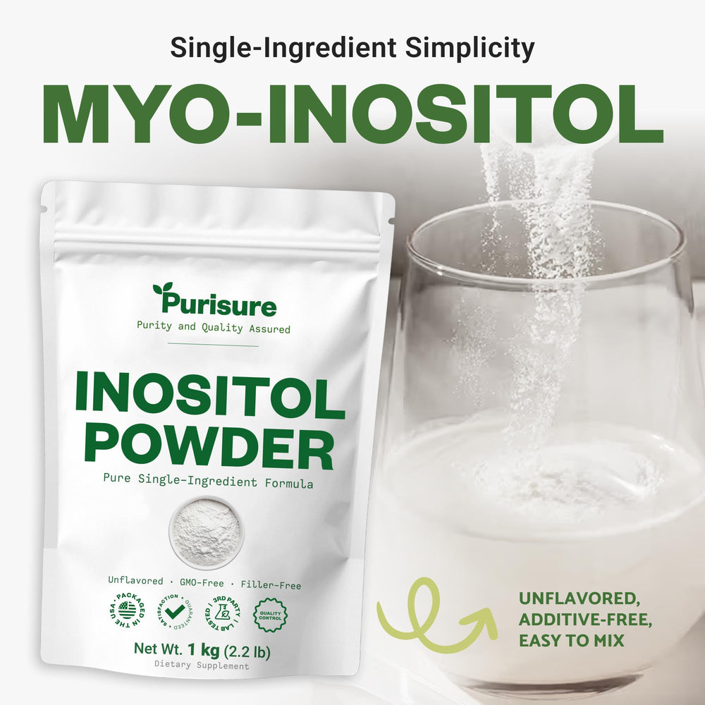 Purisure Inositol powder in smoothie—convenient daily wellness routine.