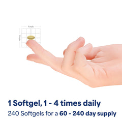 Puritan's Pride CoQ10 daily dosage image suggests two softgels for energy.