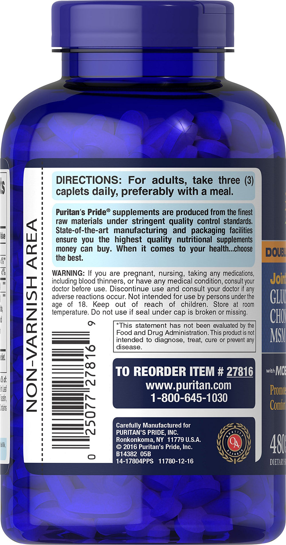 Puritan's Pride packaging detailing the 3 per day formula.