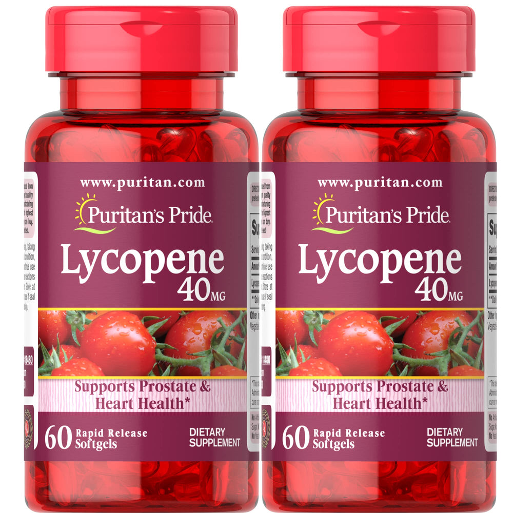 Puritan's Pride Lycopene 40 mg bottle front view highlighting antioxidant support