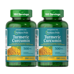 Puritan's Pride Turmeric Curcumin bottle for daily wellness.