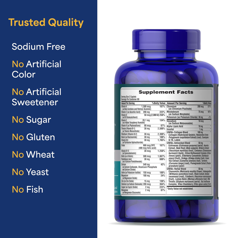 Puritan's Pride Ultra Woman 50+ ingredients panel lists calcium and magnesium