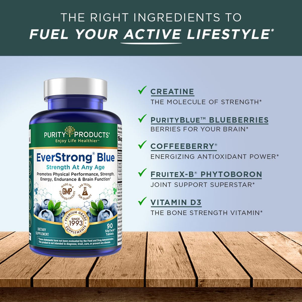 PurityBlue organic blueberries blend visible on packaging for antioxidant-rich daily wellness
