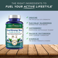 PurityBlue organic blueberries blend visible on packaging for antioxidant-rich daily wellness