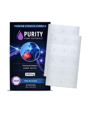 Purity Hemp Naturals body discomfort patch applied to arm for discreet, long-lasting relief.