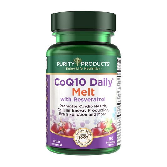 Purity Products CoQ10 Daily front view bottle and box for easy daily wellness