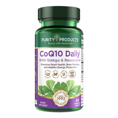 Purity Products CoQ10 Daily Super Boost bottle close-up highlighting energy-support formula