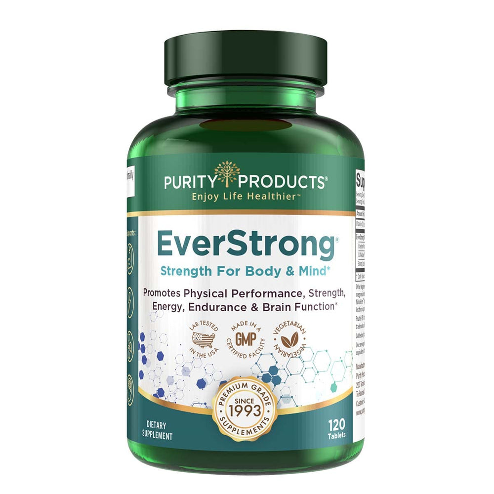 Purity Products EverStrong bottle close-up for strength and energy.