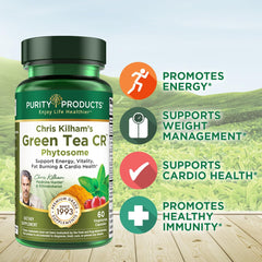Purity Products Green Tea CR label detail showcasing Phytosome technology.