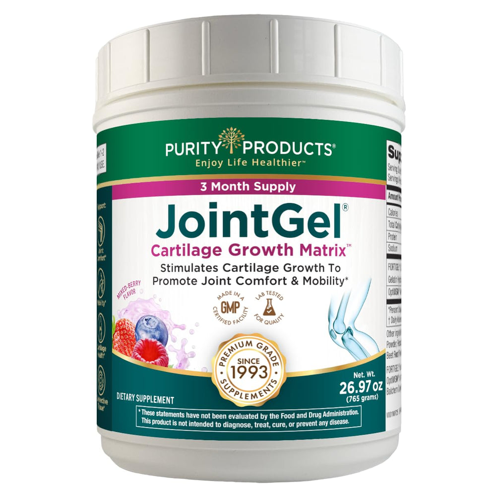 Purity Products JointGel bottle with a sleek canister for convenient joint support.