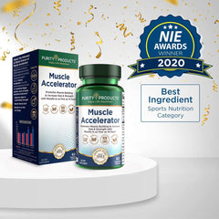 Purity Products Muscle Accelerator closeup emphasizes capsule form and dosage.