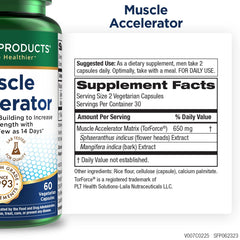 Purity Products Muscle Accelerator label close-up, noting the endurance-support blend.