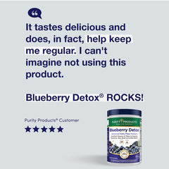 Pouring PurityBlue Detox into a glass for a fiber boost.