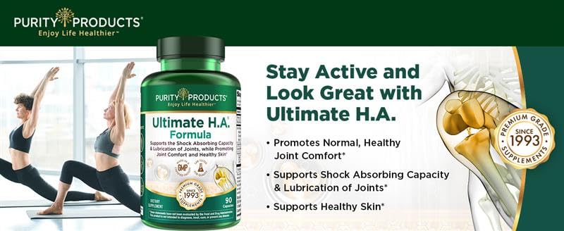 Purity Products Ultimate H.A. capsules being poured for convenient daily use.