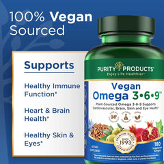 Purity Vegan Omega 3-6-9 flaxseed oil ingredient supports plant-based fats