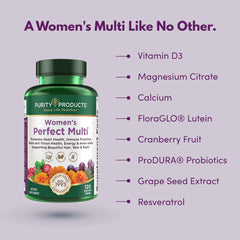 Packaging box communicates a women's health-focused, balanced multivitamin.