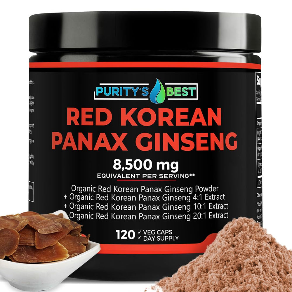 Purity’s Best Red Korean Panax Ginseng bottle showing a balanced daily supplement option