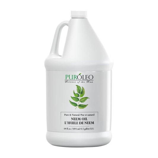 Puroleo Neem Oil bottle offers natural moisture for dry skin.