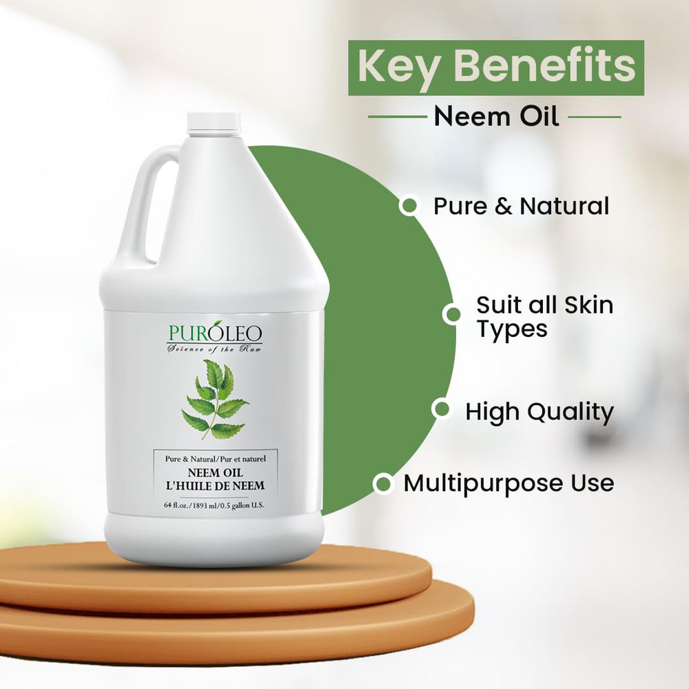 Puroleo Neem Oil dropper demonstrates premium cold-pressed oil for skincare.