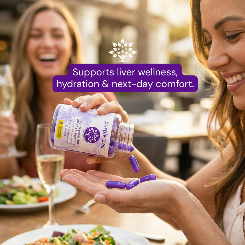Purple Tree milk thistle extract bottle supporting liver function during recovery.