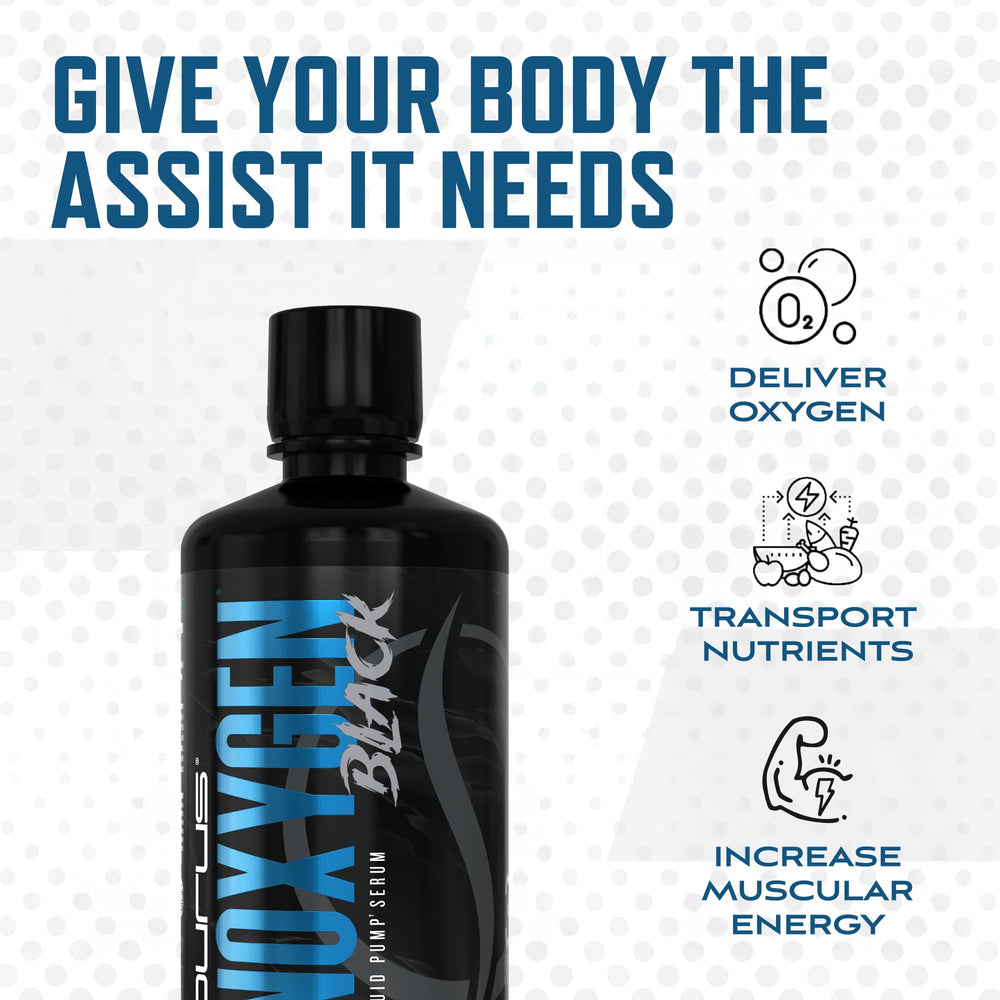 Blue raspberry NOXygen Black bottle being poured into a glass for pre workout