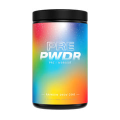 PWDRS Rainbow Snowcone tub front showing clean energy ingredients.