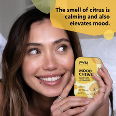 PYM Health Citrus Mood Chews USA-made badge on packaging.
