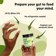 PYM Mood Biotics packaging box showcasing vegan, non-GMO branding
