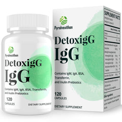 Pyralvexithon bottle of IgG capsules for dairy-free immunoglobulin support.
