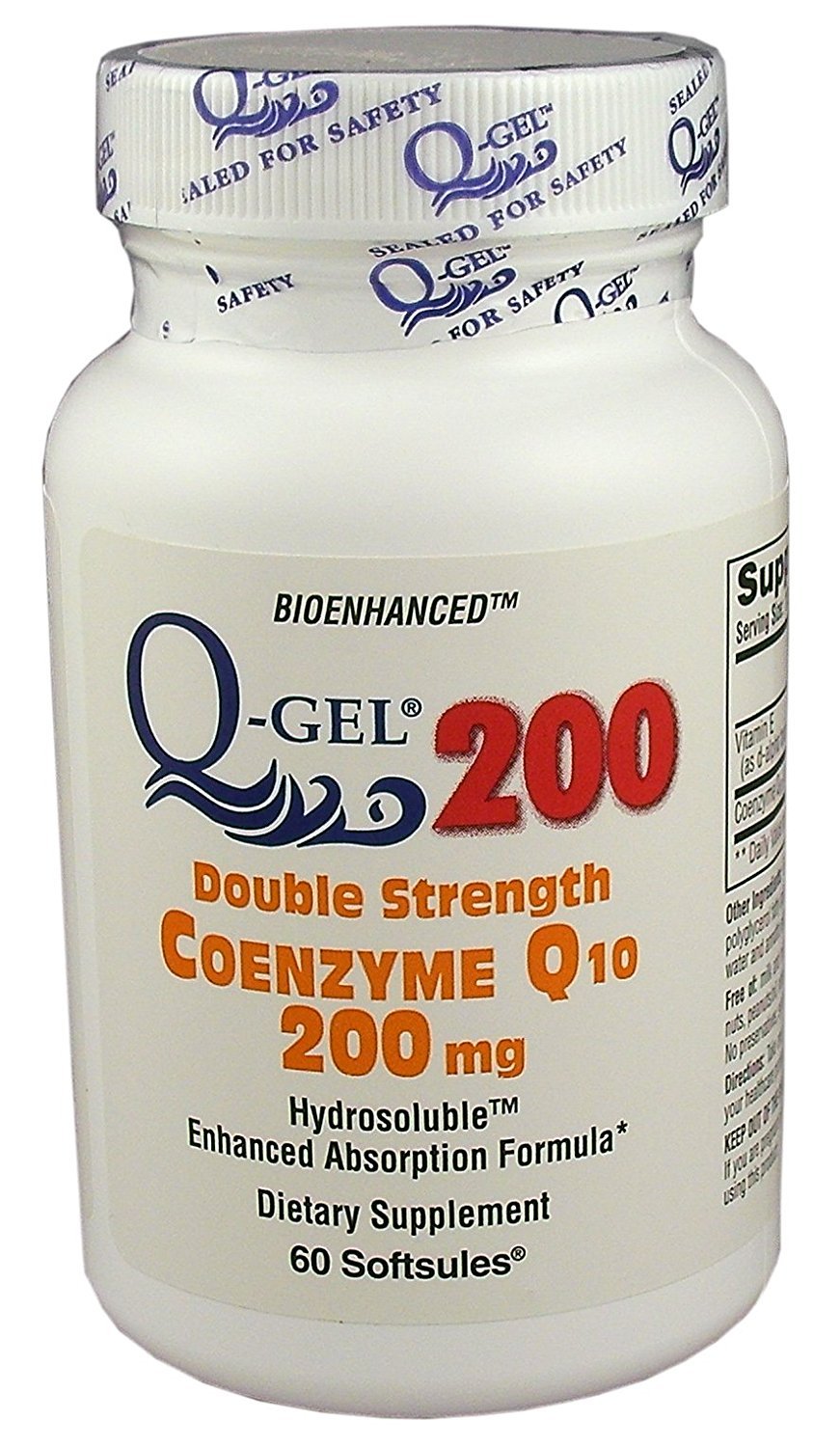 Q-Gel 200mg Double Strength softgel illustrating enhanced absorption for daily support