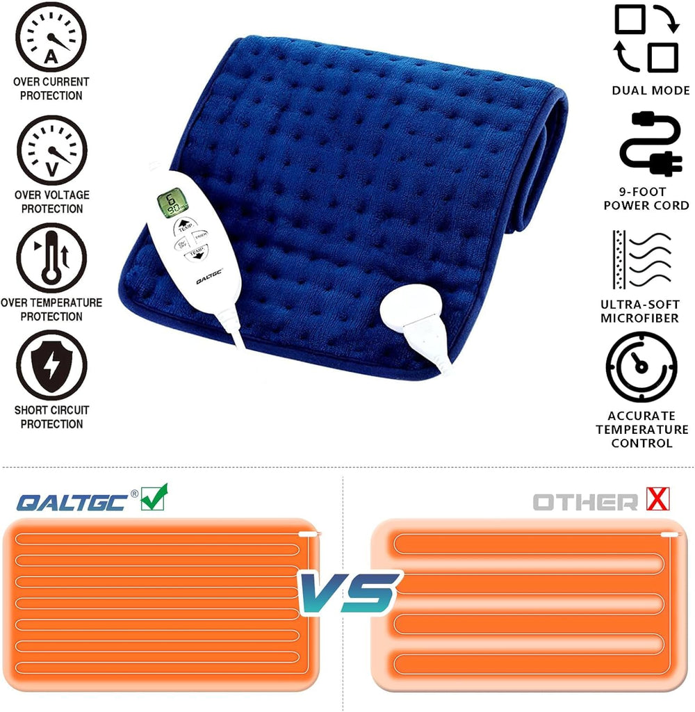 Qaltgc heating pad delivers even warmth across large 18x33 inch surface