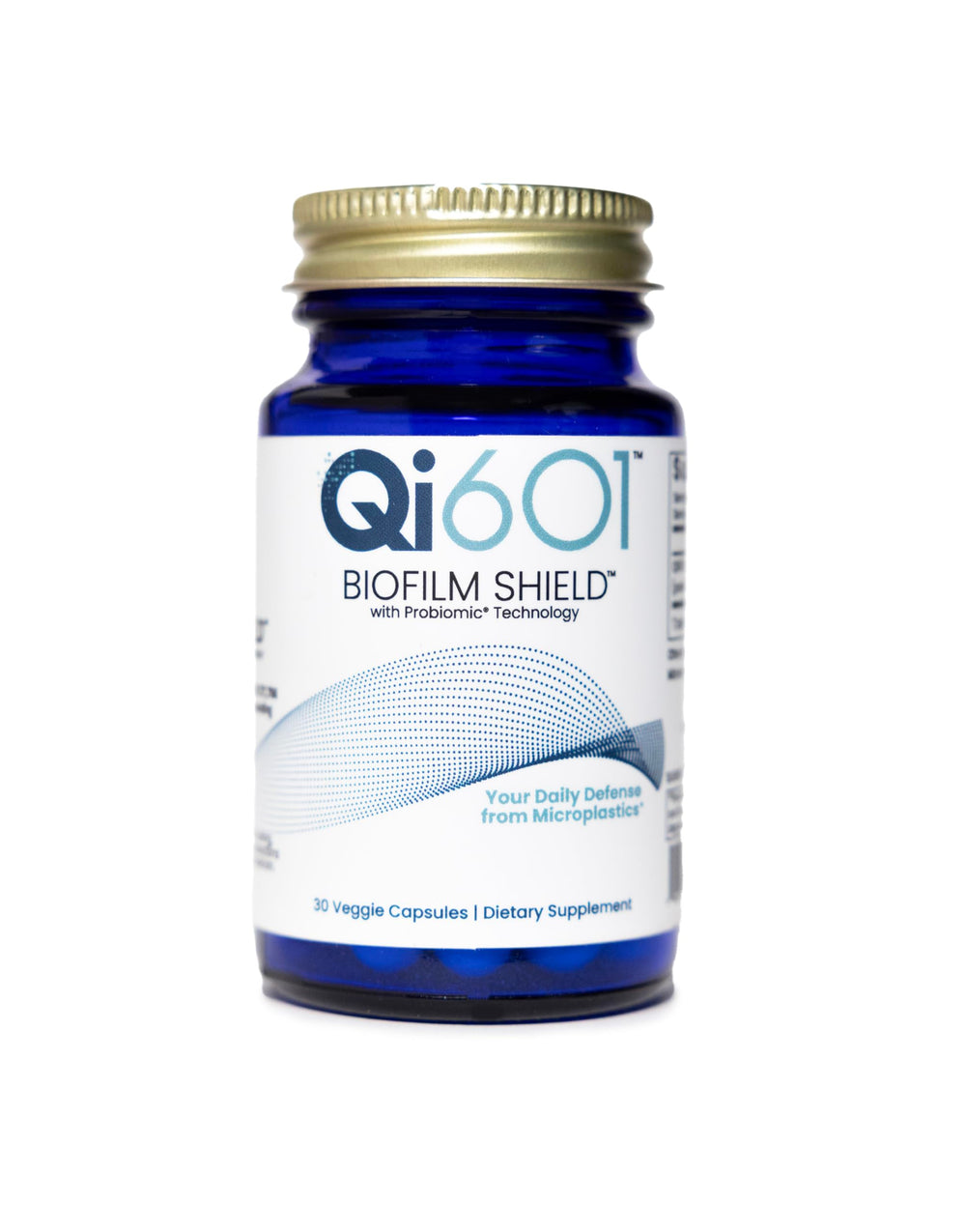 Qi601 biofilm shield in gut traps microplastics.