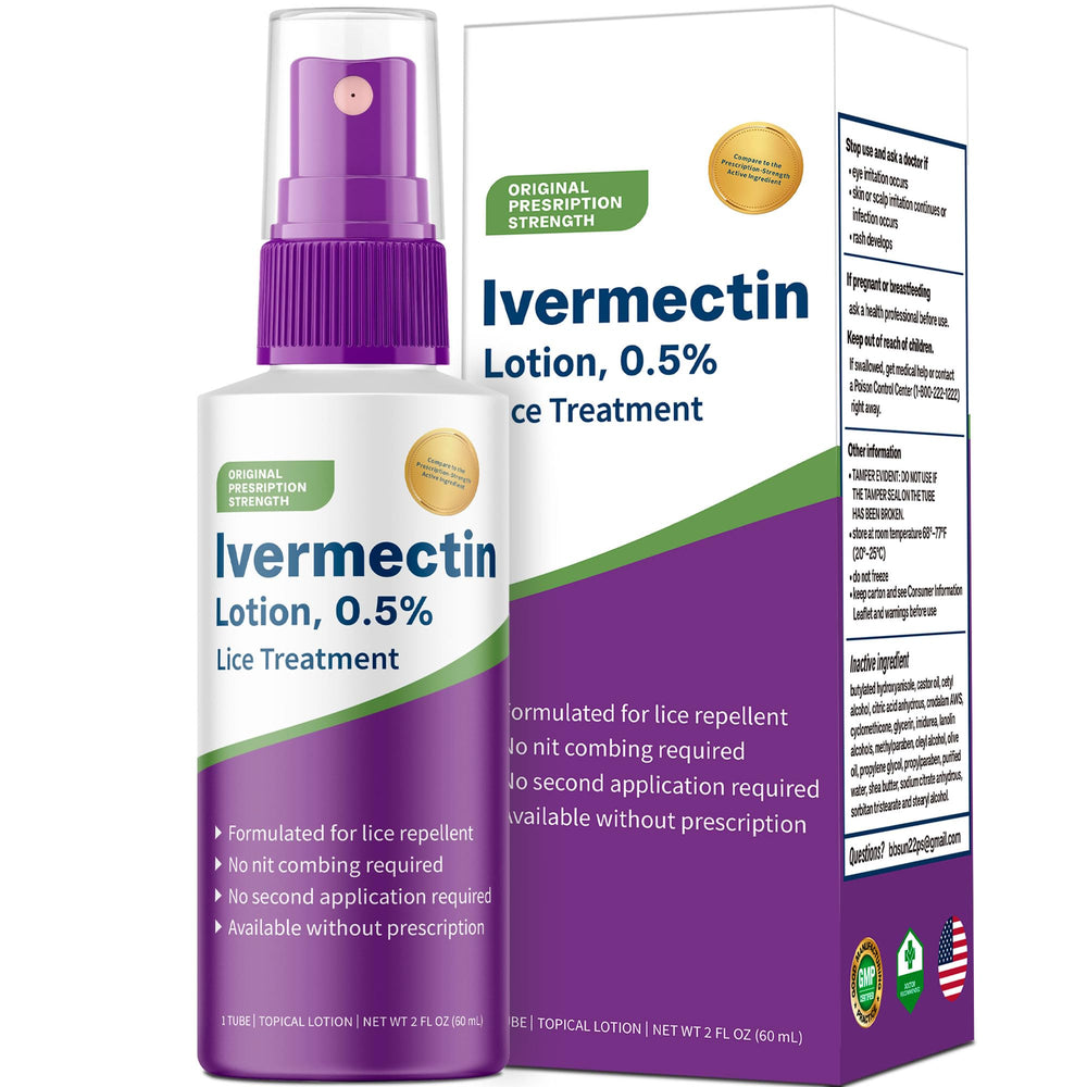 QIFEISHANKA Ivermectin Lotion bottle for at-home lice treatment.