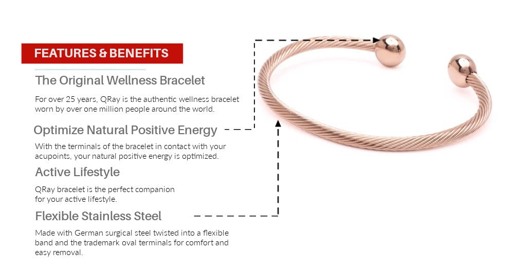 QRAY Rose Gold Deluxe bracelet on the wrist for all-day comfort and style.