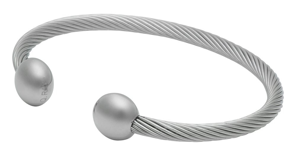 QRAY Silver Deluxe bracelet close-up showing durable surgical steel craftsmanship.