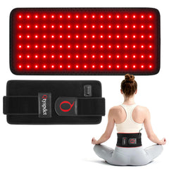 Qtyspdct red light therapy belt back view showing broad coverage for multiple muscle groups.