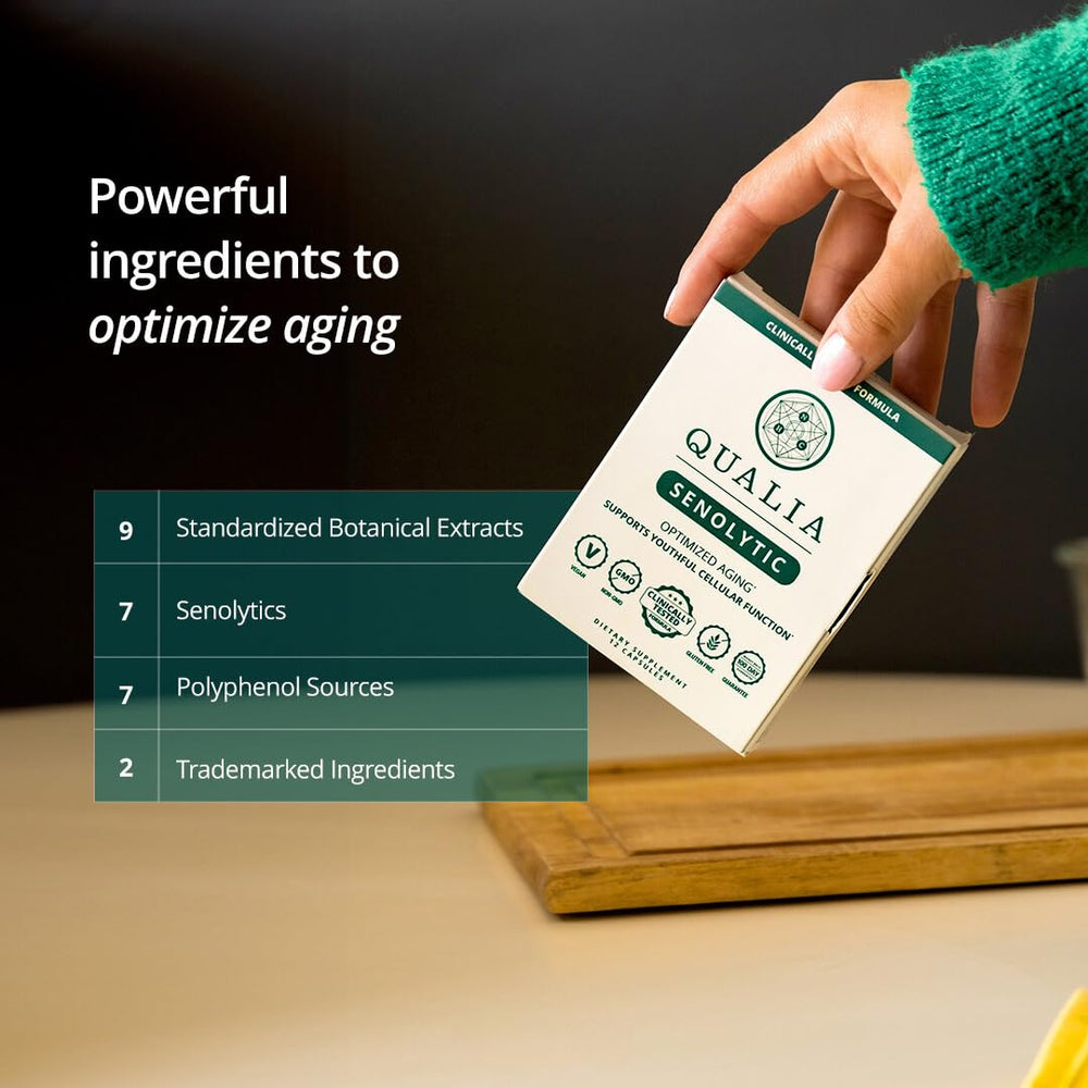 Qualia Life Sciences Senolytic Ultimate ingredient closeup with key actives.