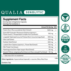 Qualia Life Sciences Senolytic Ultimate four-pack showing the monthly regimen.