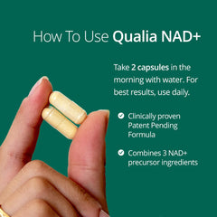 Qualia NAD supplement with B vitamin complex visual for metabolism support