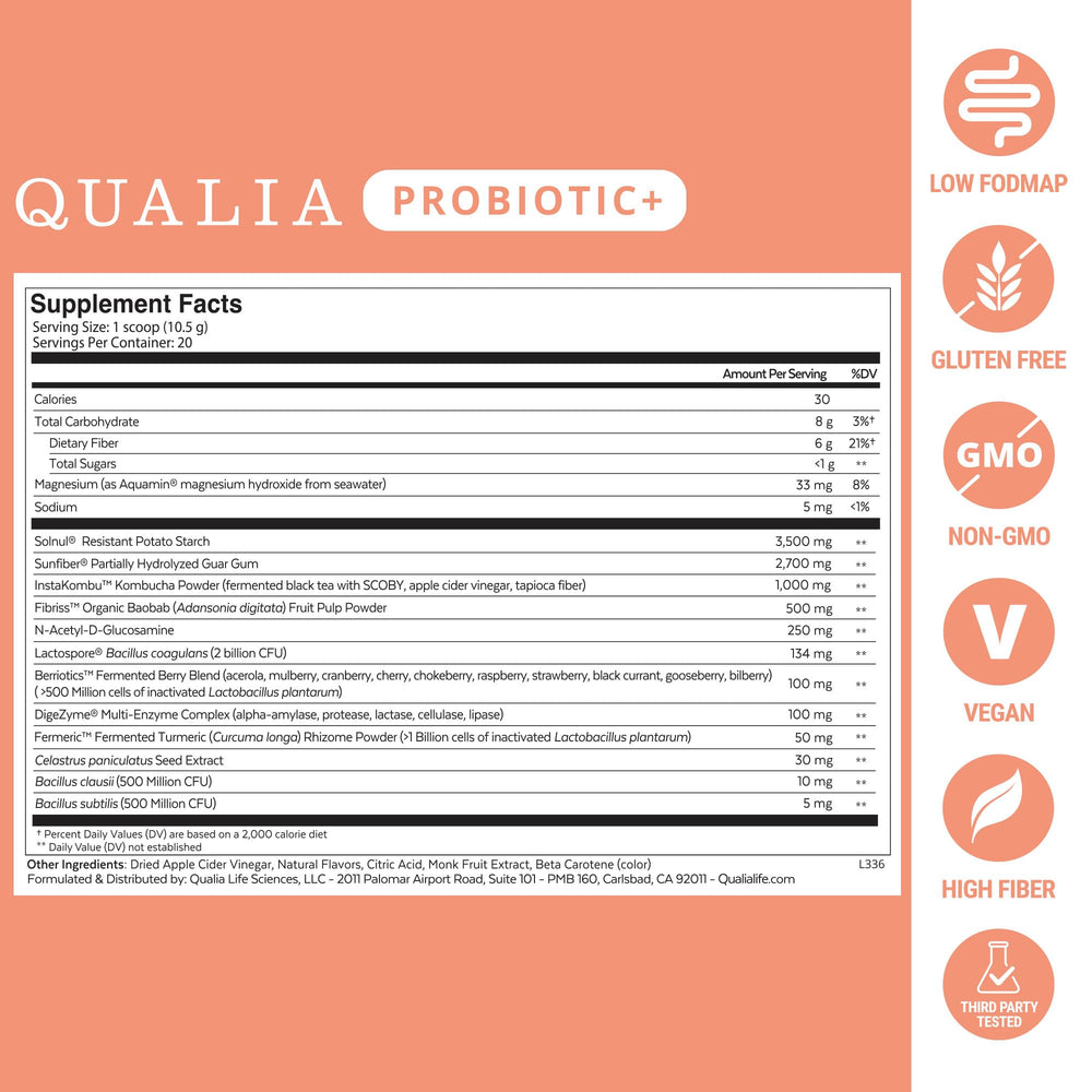 Qualia Probiotic scoop measuring a daily serving