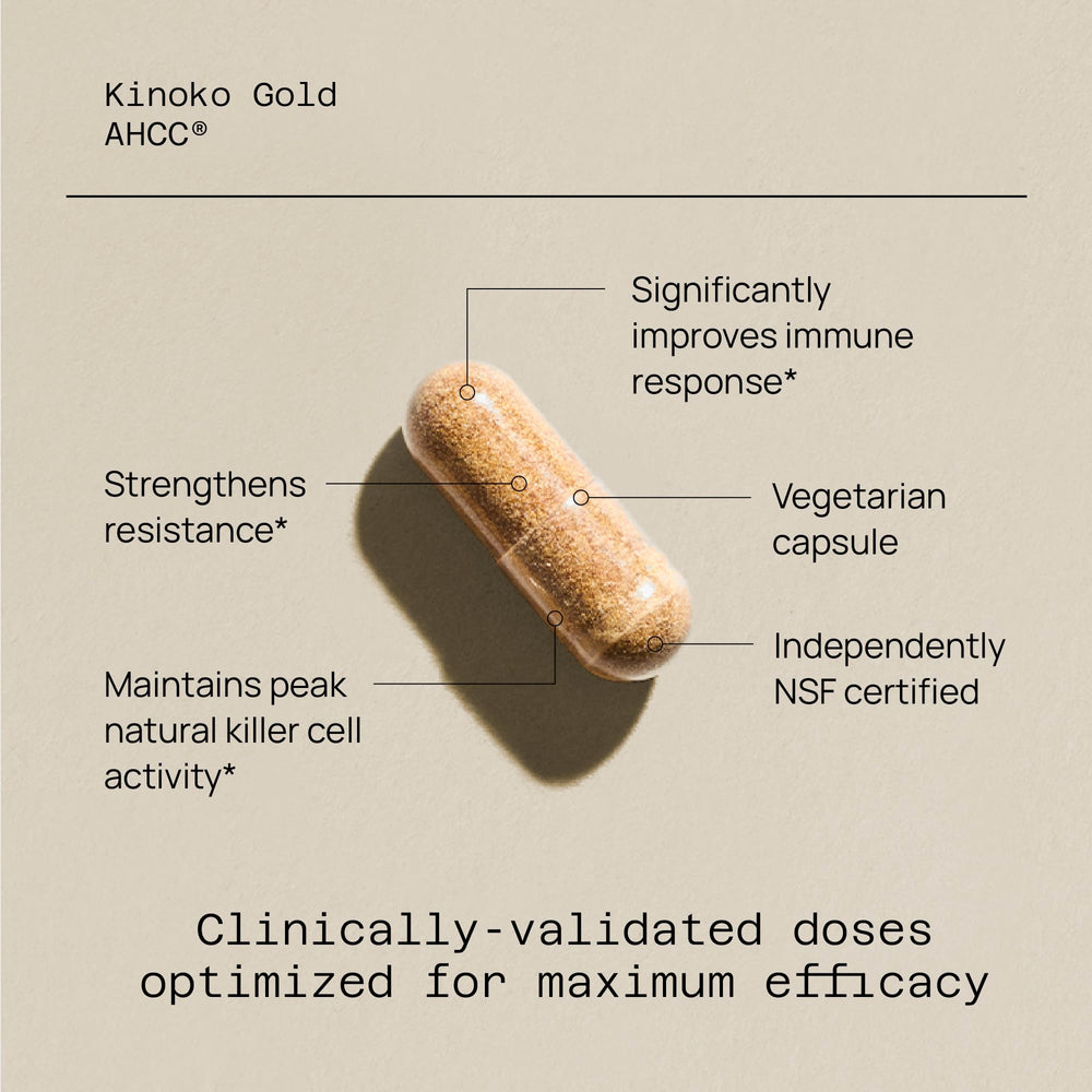 Capsules beside the bottle illustrating daily supplement routine.
