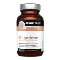 Quality of Life Oligoderm bottle front signals premium skin support for daily radiance.