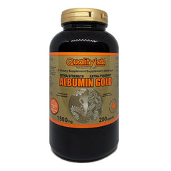 QualityLab Albumin Gold bottle with 200 capsules for daily support.