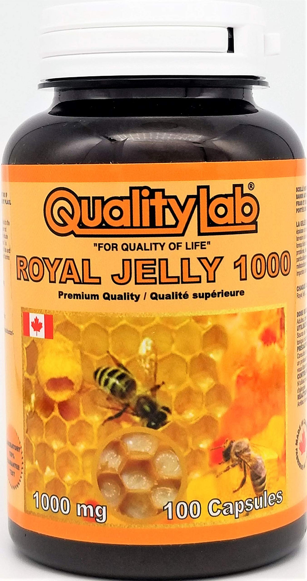 QUALITYLAB Royal Jelly 1000 mg bottle for daily use and easy dosing.
