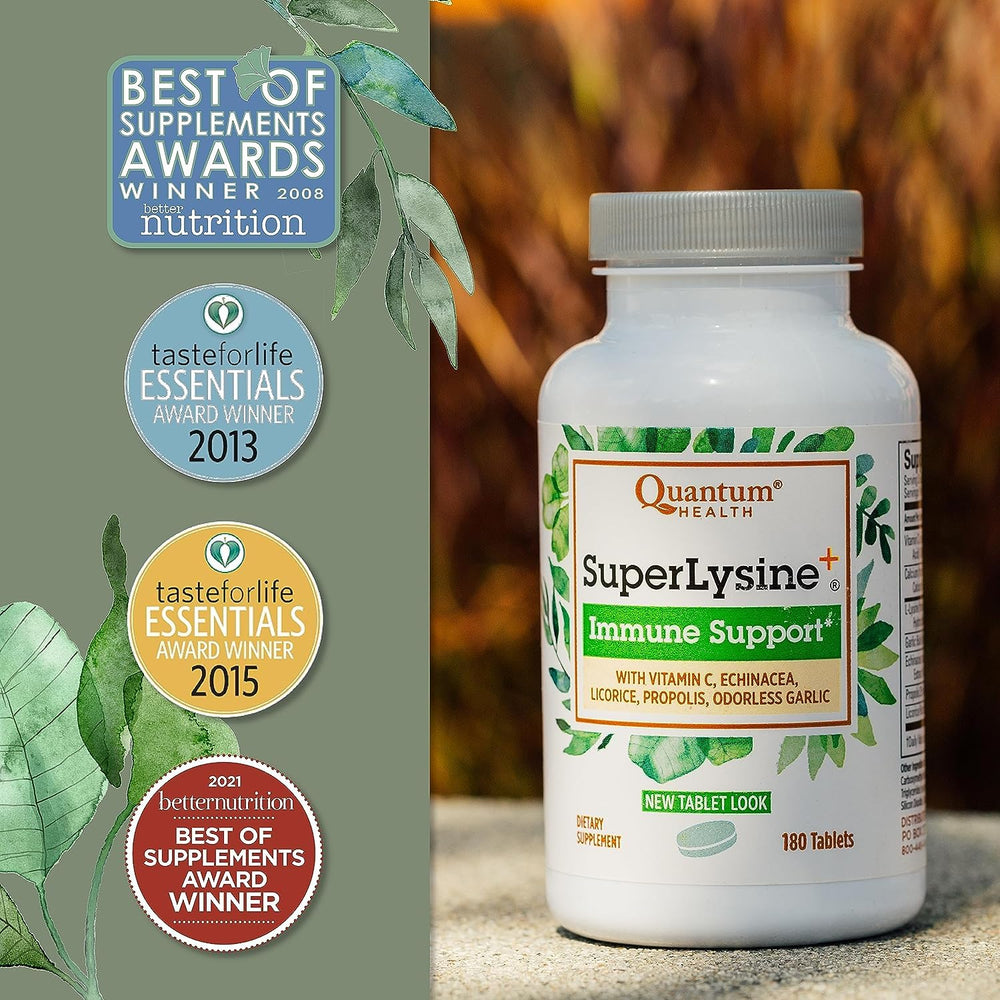 Deodorized garlic and propolis in Quantum Health SuperLysine+ bottle
