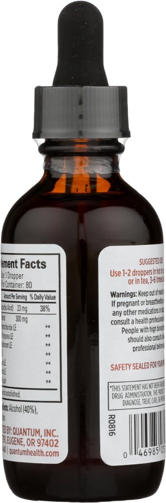 Quantum Lysine Plus ingredients with echinacea, garlic, licorice root