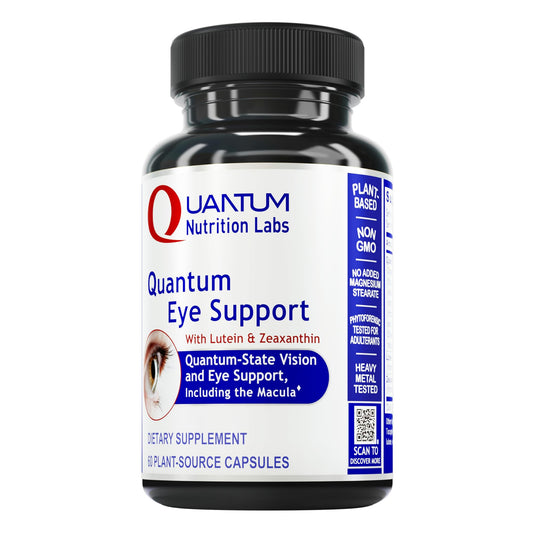 Quantum Nutrition Eye Support bottle front view highlighting vegan capsules for eye health